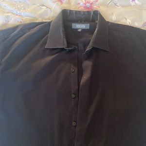 Kenneth Cole reaction black on black stripe long sleeve professional dress shirt